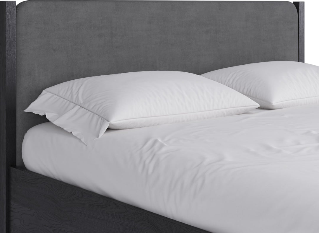 Elora Queen-size Wood and Velvet Upholstered Bed in Jet and Charcoal – view 3