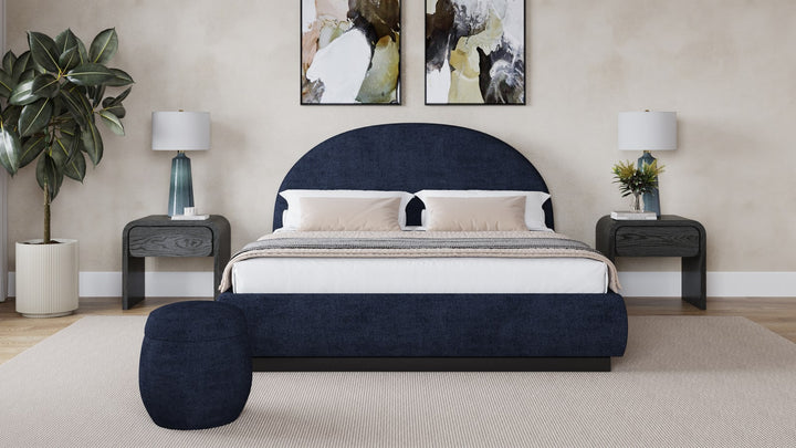 Flex Queen-size Upholstered Bed in Blue Jeans Chenille