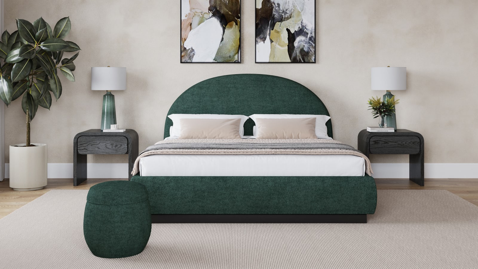 Flex Full-size Upholstered Bed in Emerald Chenille – view 2