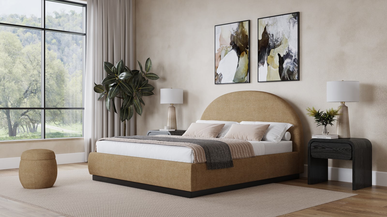 Flex California King-Size Upholstered Bed in Porcini Chenille (2026)