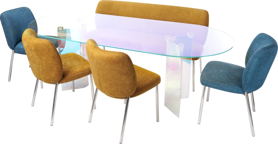 Fomo Chenille-upholstered Stainless Steel Base Dining Chair in Azure – view 10