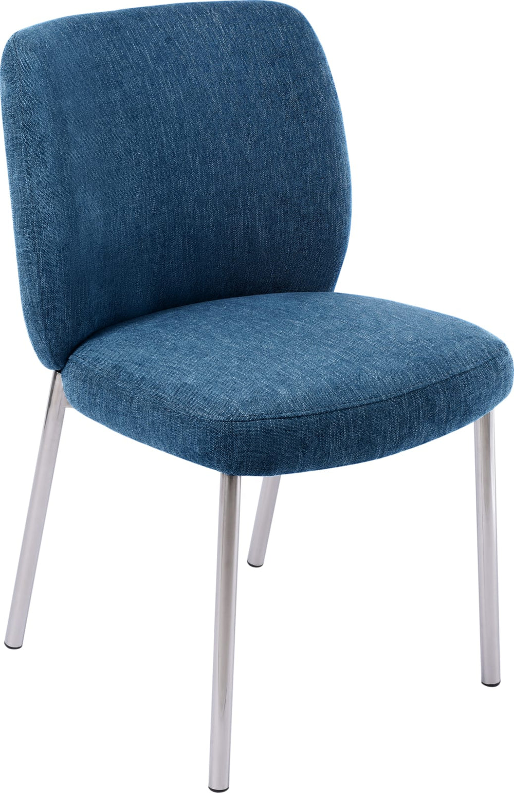 Fomo Chenille-upholstered Stainless Steel Base Dining Chair in Azure – view 3