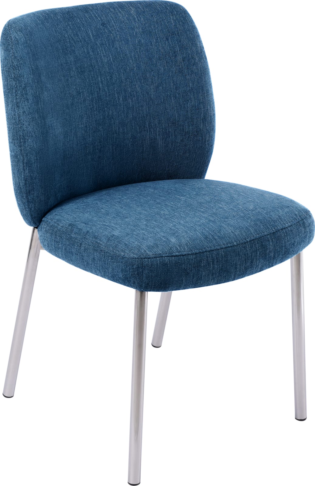 Fomo Chenille-upholstered Stainless Steel Base Dining Chair in Azure – view 3