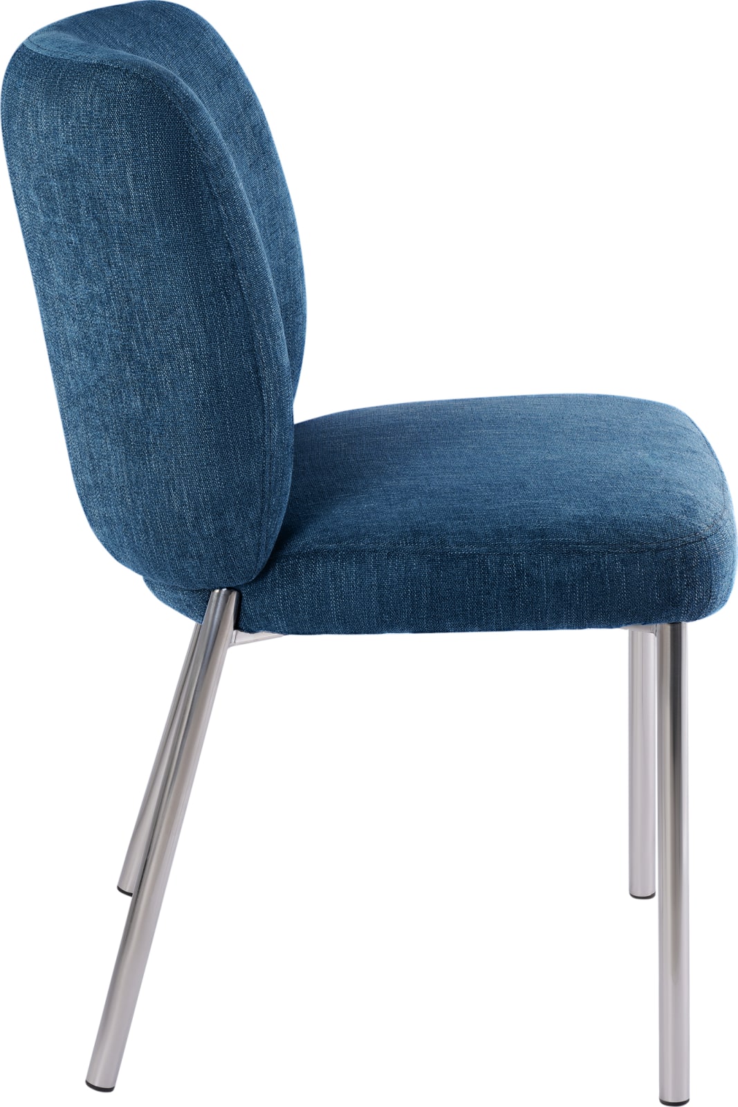 Fomo Chenille-upholstered Stainless Steel Base Dining Chair in Azure – view 4