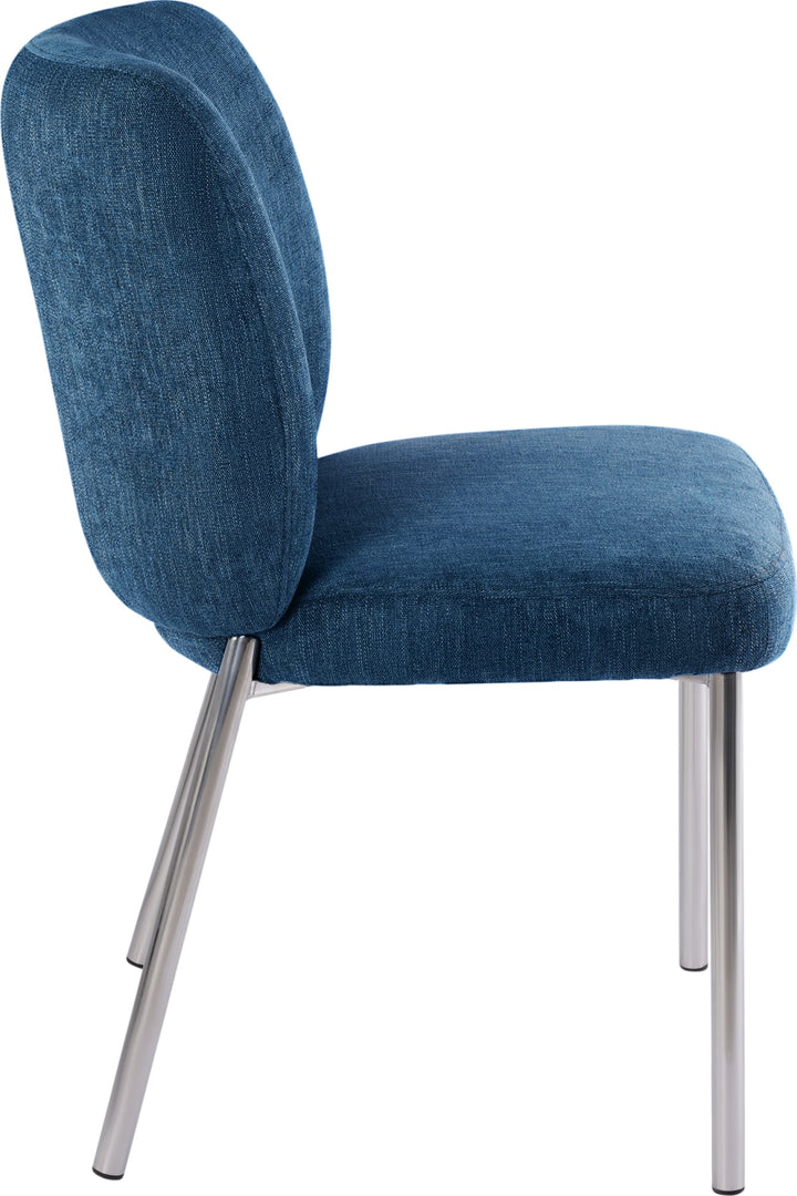 Fomo Chenille-upholstered Stainless Steel Base Dining Chair in Azure – view 4
