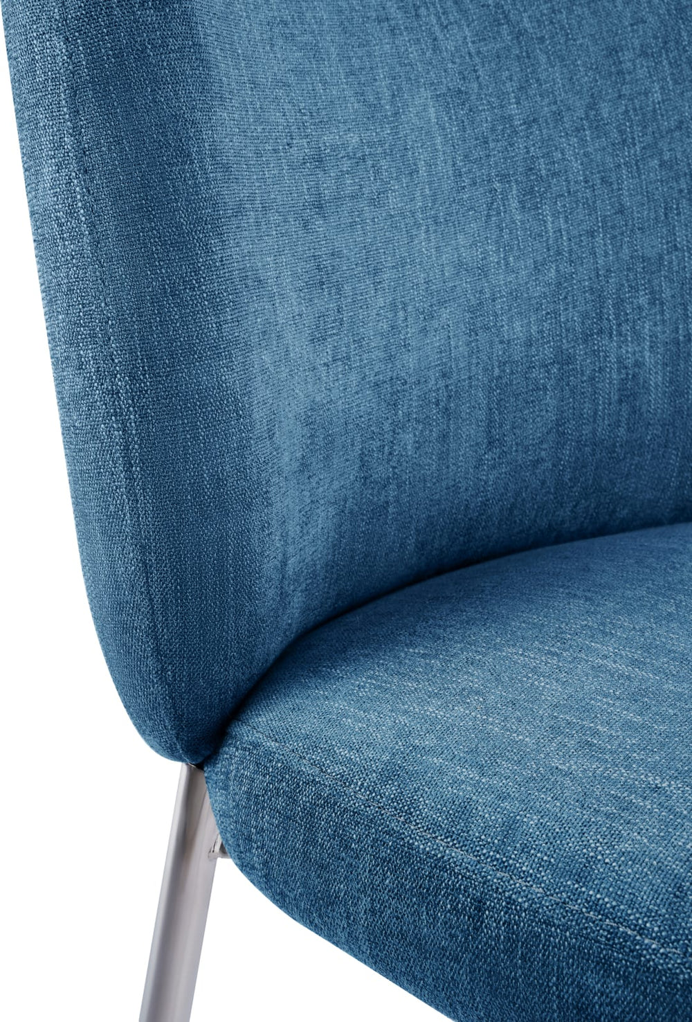Fomo Chenille-upholstered Stainless Steel Base Dining Chair in Azure – view 6