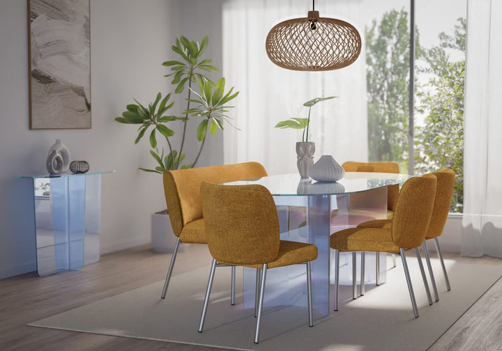 Fomo Chenille-upholstered Stainless Steel Base Dining Chair in Pineapple – view 9