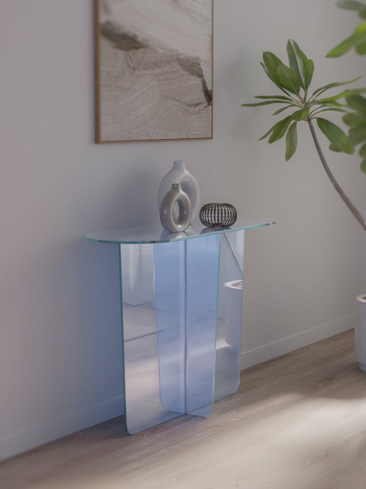 Fomo Console Table in Iridescent Glass