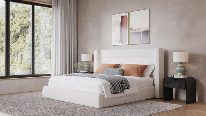 Frank Upholstered Wingback Platform Bed in Cottage Cheese Boucle (2026)