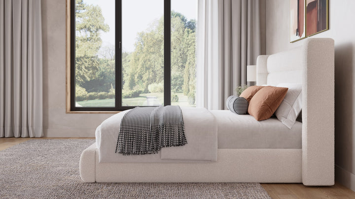 Frank Upholstered Wingback Platform Bed in Cottage Cheese Boucle (2026) – view 3