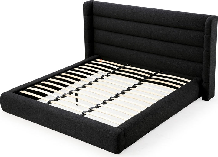 Frank Queen-size Upholstered Wingback Platform Bed in Ember Boucle – view 7