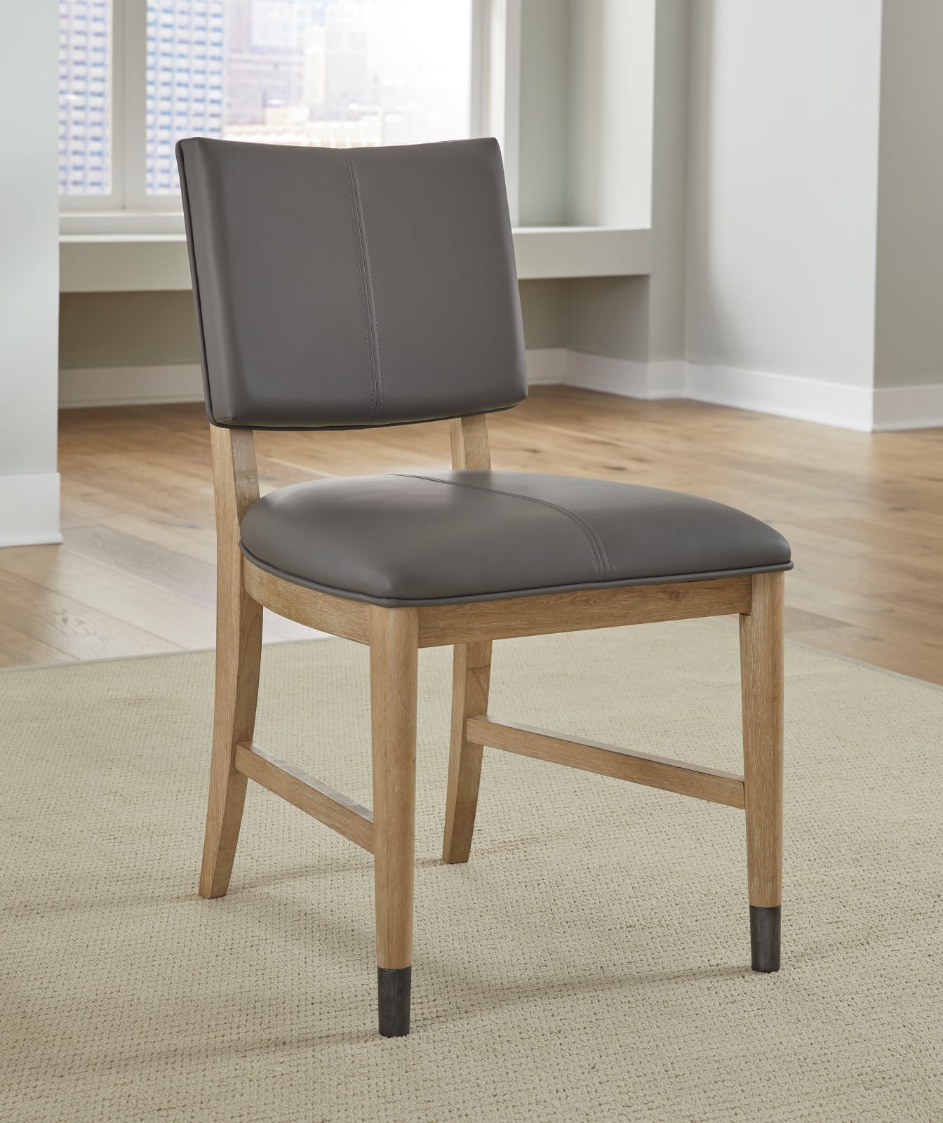 Franklin Dining Chair in Au Natural and Gray Leather