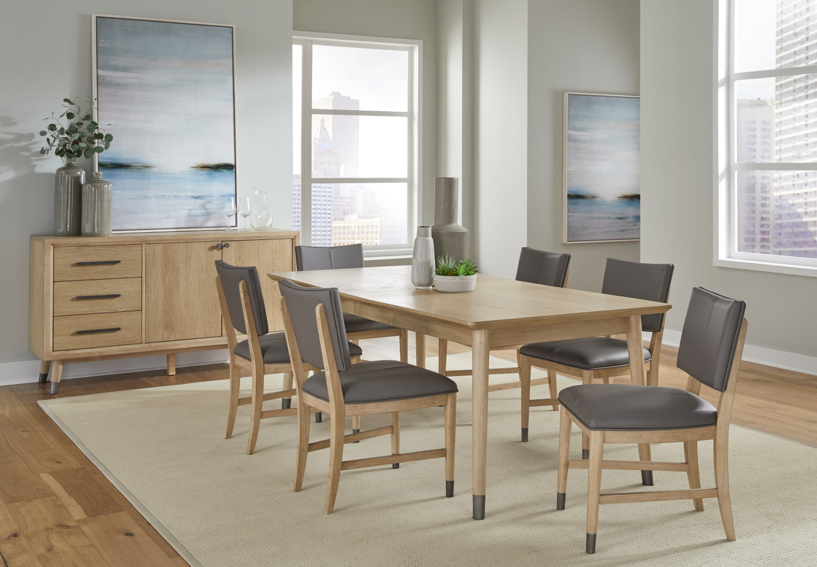 Franklin Dining Chair in Au Natural and Gray Leather – view 2