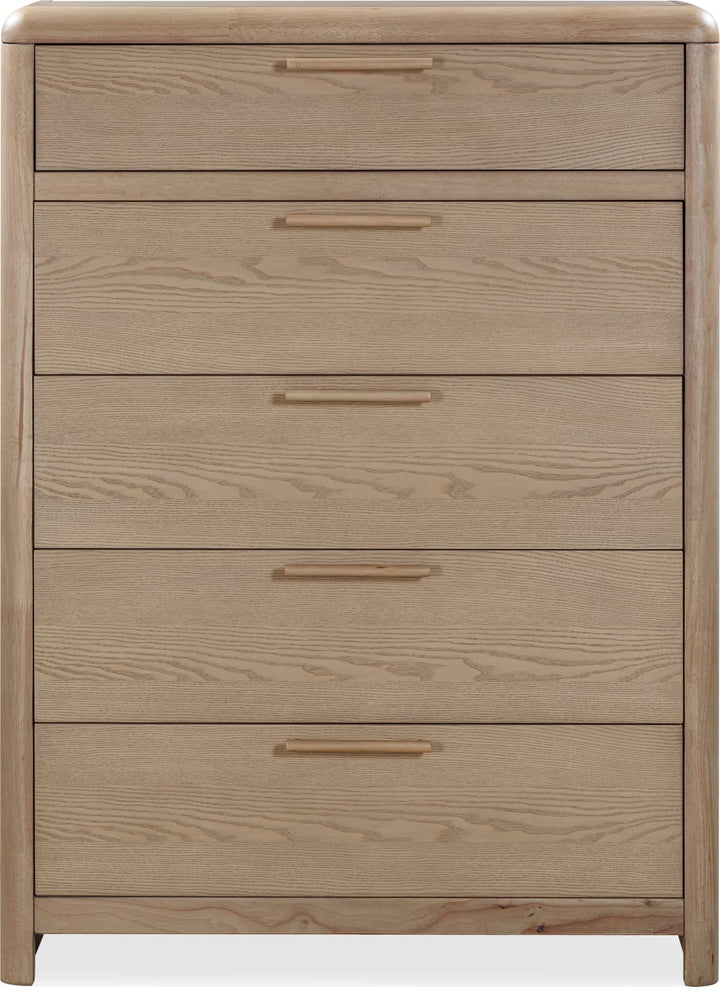 Furano Five Drawer Ash Wood Chest in Ginger – view 3