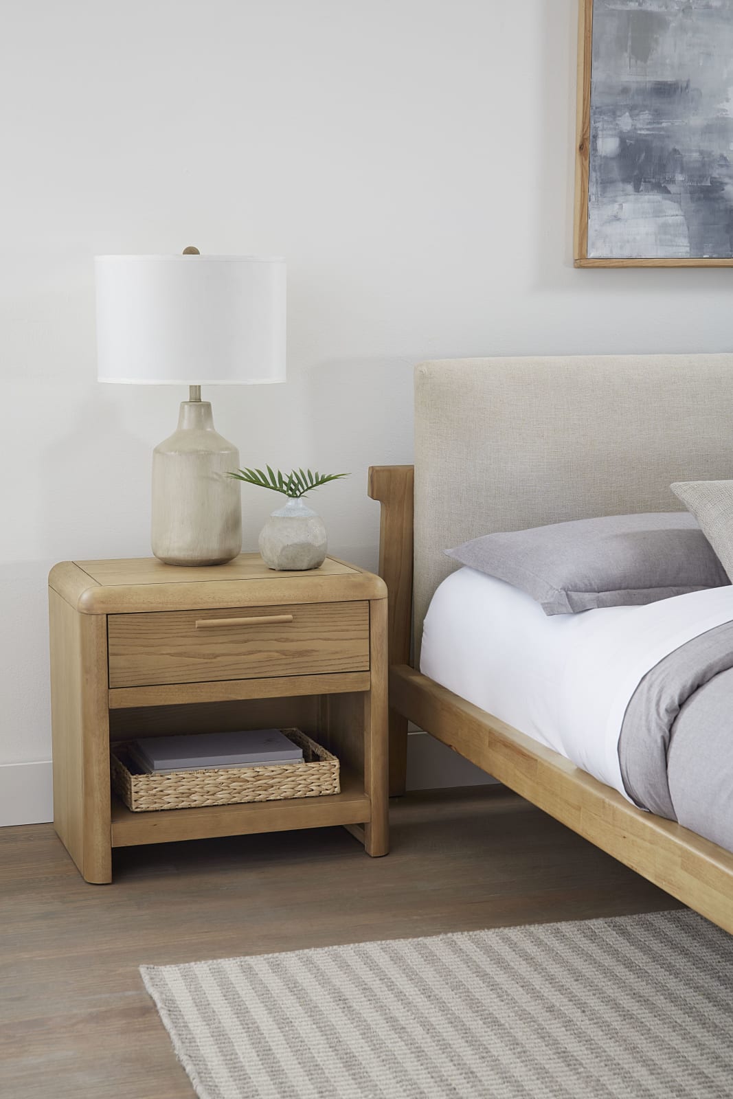 Furano One Drawer One Shelf Ash Wood Nightstand in Ginger