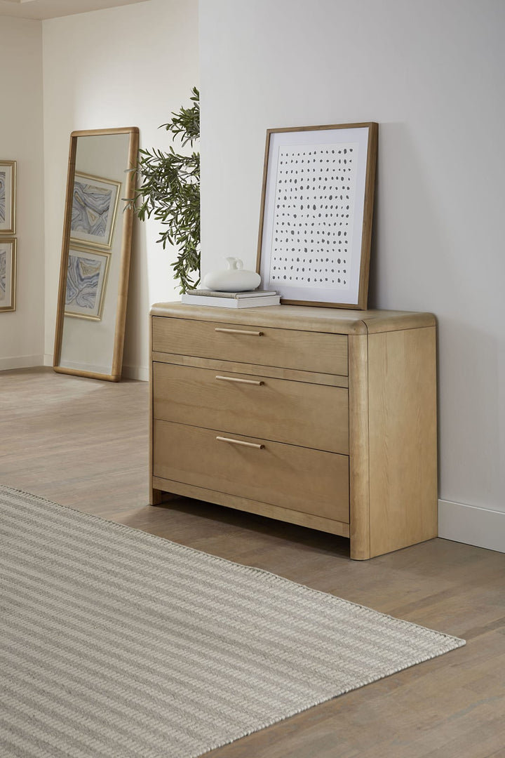 Furano Three Drawer Ash Wood Bachelor Chest in Ginger – view 2