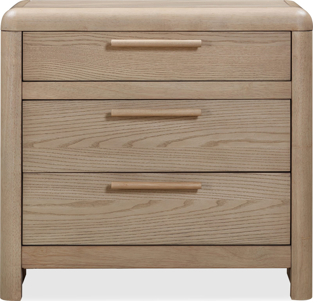 Furano Three Drawer Ash Wood Nightstand in Ginger view 2