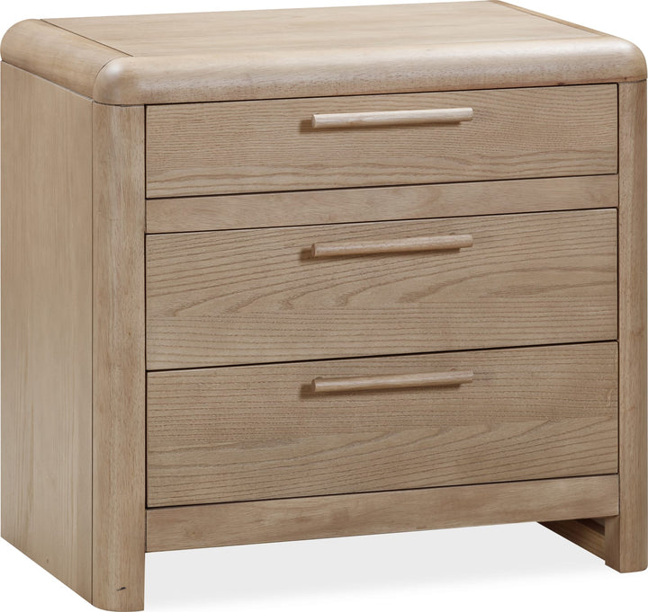 Furano Three Drawer Ash Wood Nightstand in Ginger – view 3