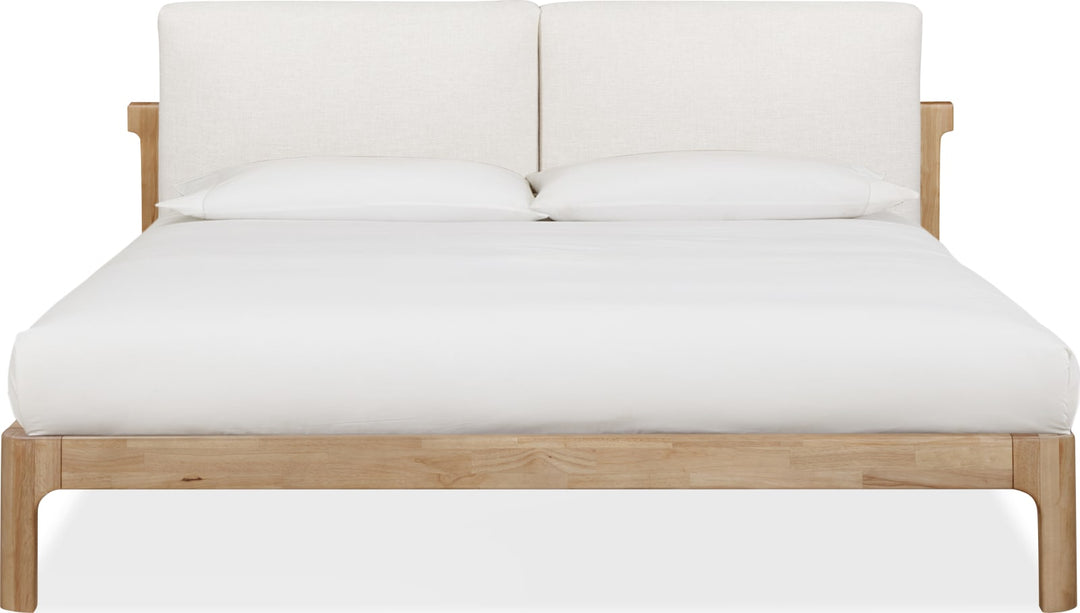 Furano Queen-size Upholstered Two Cushion Platform Bed in Ginger and Natural Linen – view 4