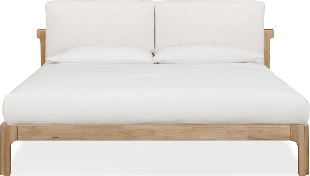 Furano Full-size Upholstered Two Cushion Platform Bed in Ginger and Natural Linen – view 4