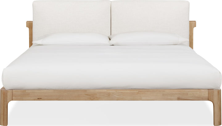 Furano King-size Upholstered Two Cushion Platform Bed in Ginger and Natural Linen – view 4