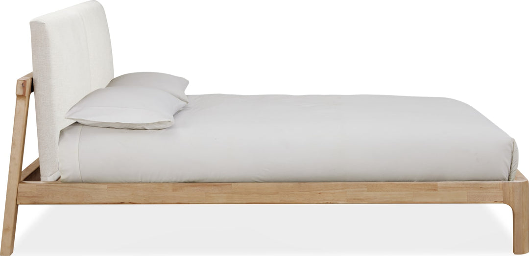 Furano Full-size Upholstered Two Cushion Platform Bed in Ginger and Natural Linen – view 6