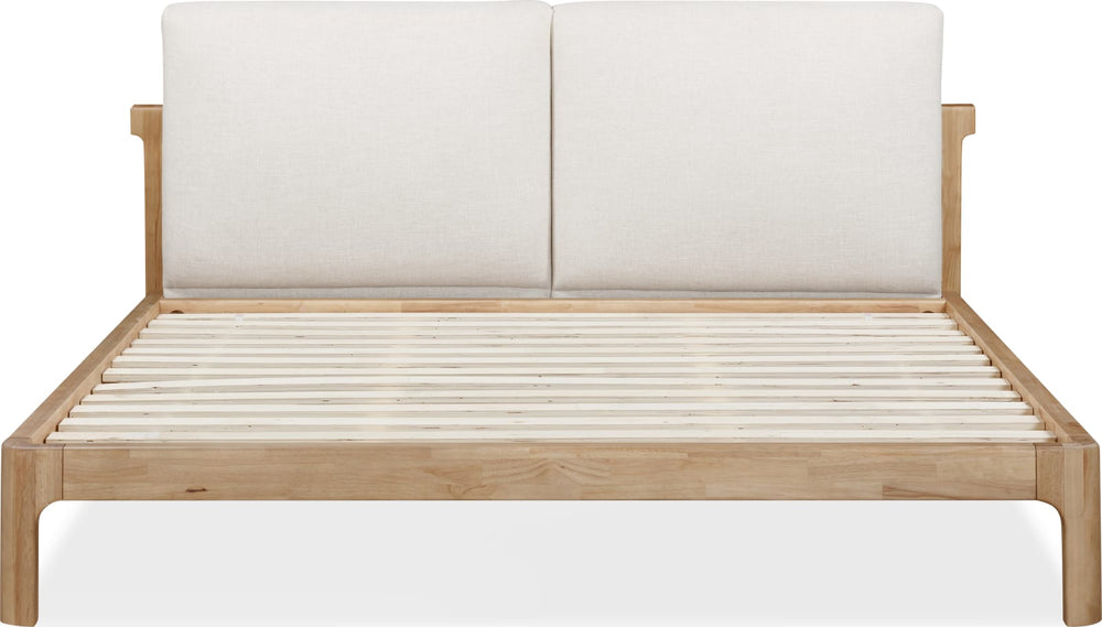 Furano Full-size Upholstered Two Cushion Platform Bed in Ginger and Natural Linen – view 7