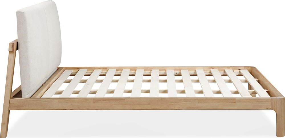 Furano California King-size Upholstered Two Cushion Platform Bed in Ginger and Natural Linen – view 9