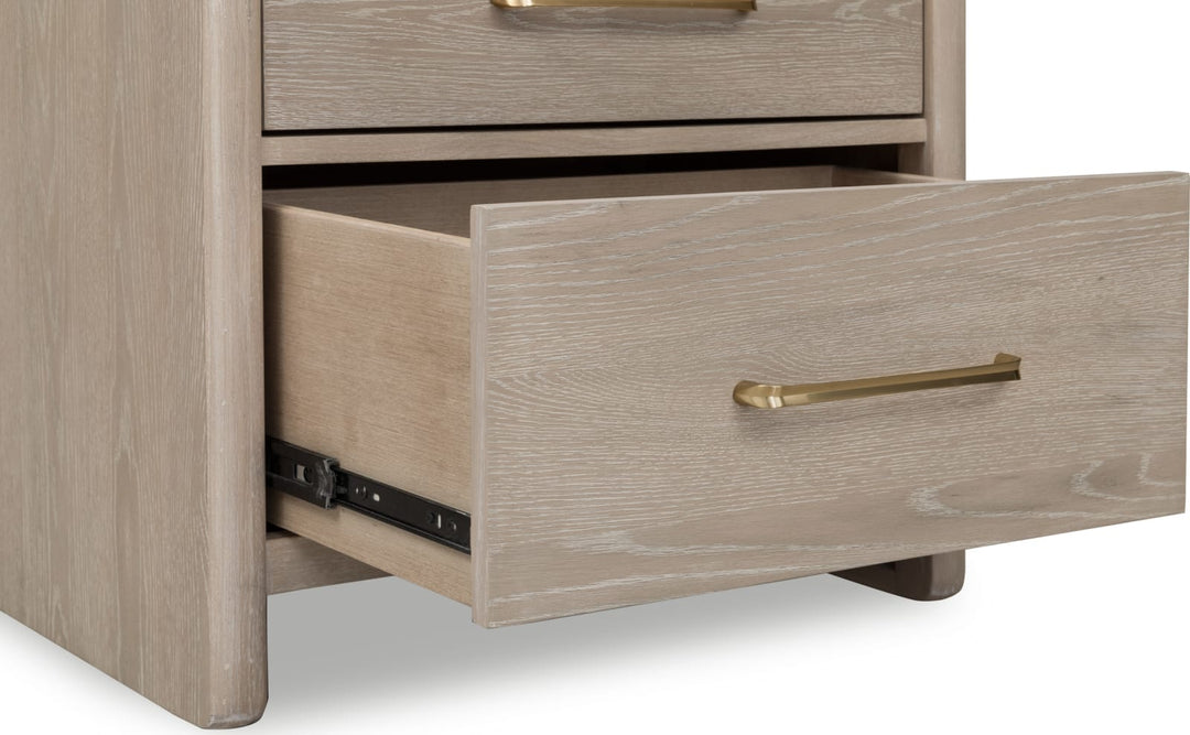 Gardenia 2 Drawer Oak Wood Nightstand in Chai – view 5