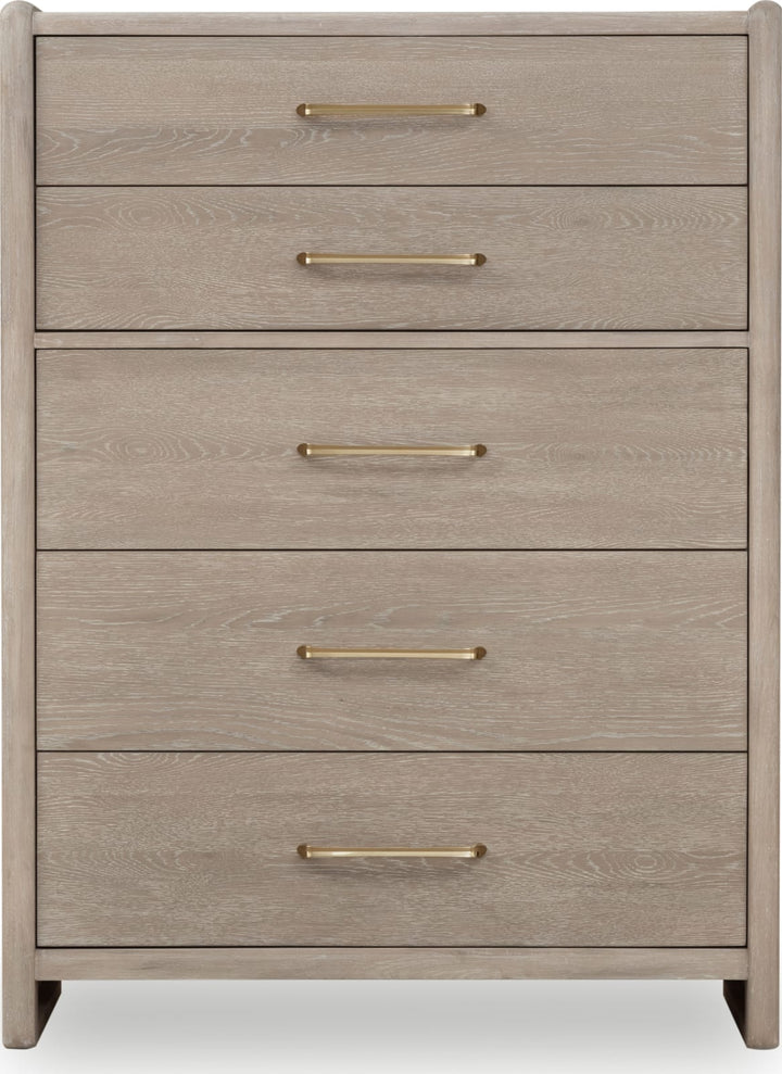 Gardenia Five Drawer Oak Wood Chest in Chai – view 3