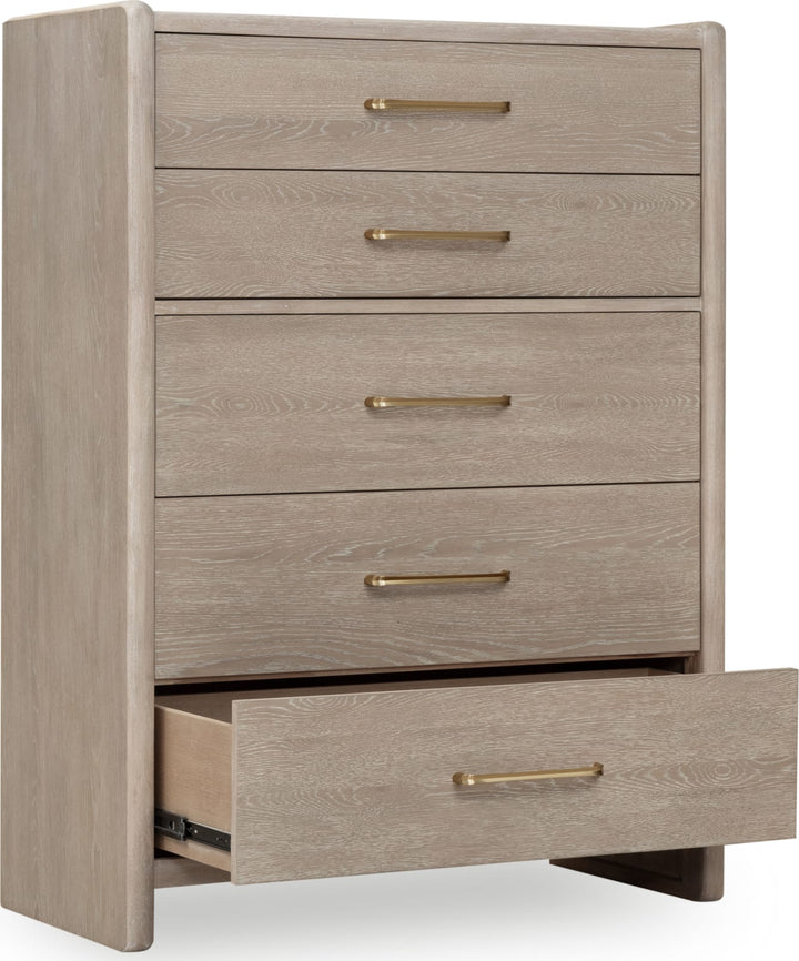 Gardenia Five Drawer Oak Wood Chest in Chai – view 4