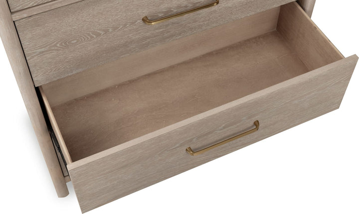 Gardenia Five Drawer Oak Wood Chest in Chai – view 7