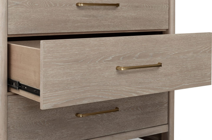 Gardenia Five Drawer Oak Wood Chest in Chai – view 8