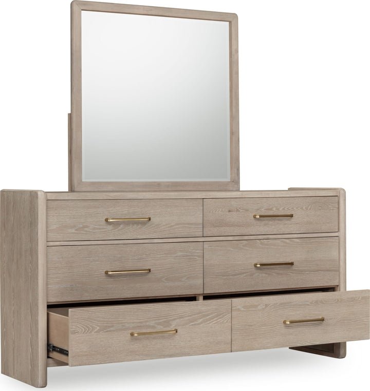 Gardenia Six Drawer Oak Wood Dresser in Chai – view 4