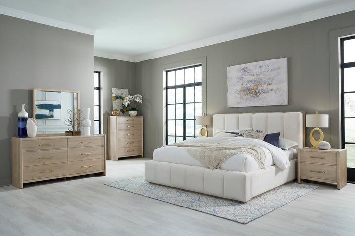 Gardenia Wood Frame Upholstered King-Size Platform Bed in Cotton and Chai – view 10