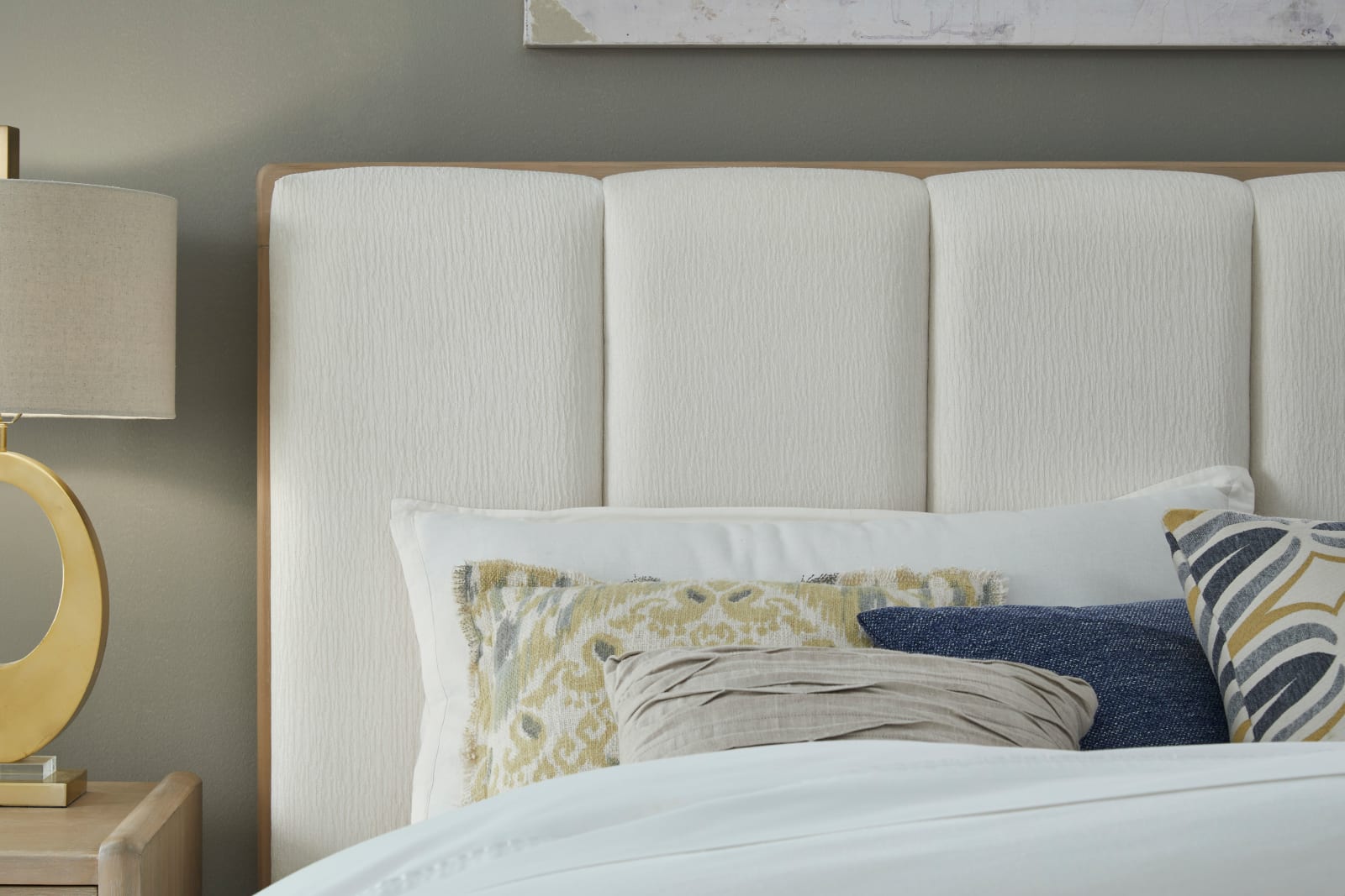 Gardenia Wood Frame Upholstered California King-Size Platform Bed in Cotton and Chai – view 2