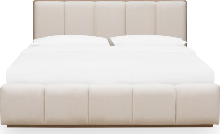 Gardenia Wood Frame Upholstered Queen-Size Platform Bed in Cotton and Chai – view 3
