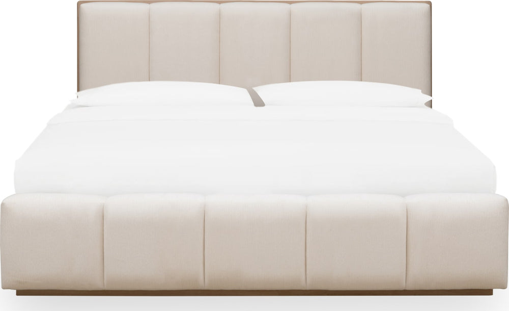 Gardenia Wood Frame Upholstered Queen-Size Platform Bed in Cotton and Chai – view 3