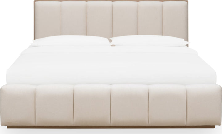 Gardenia Wood Frame Upholstered King-Size Platform Bed in Cotton and Chai – view 3