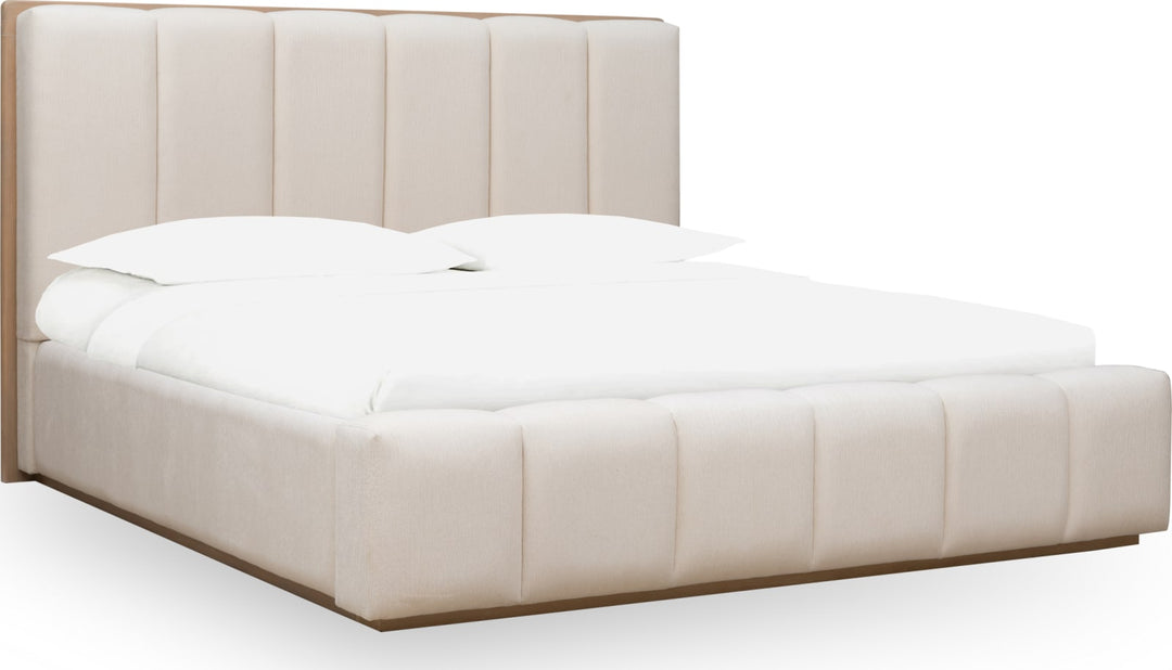 Gardenia Wood Frame Upholstered King-Size Platform Bed in Cotton and Chai – view 4