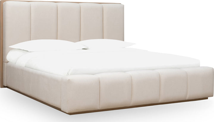 Gardenia Wood Frame Upholstered Queen-Size Platform Bed in Cotton and Chai – view 4