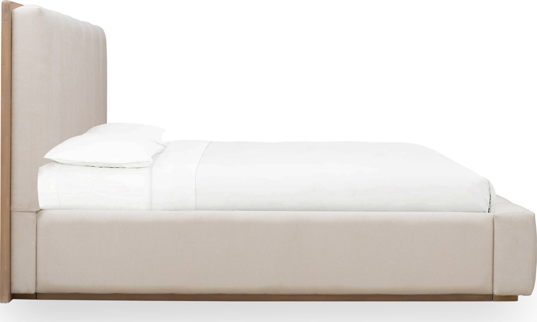 Gardenia Wood Frame Upholstered Queen-Size Platform Bed in Cotton and Chai – view 5