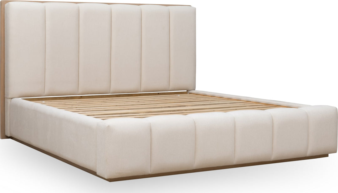 Gardenia Wood Frame Upholstered King-Size Platform Bed in Cotton and Chai – view 6