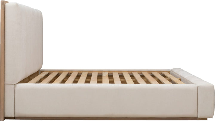 Gardenia Wood Frame Upholstered Queen-Size Platform Bed in Cotton and Chai – view 7