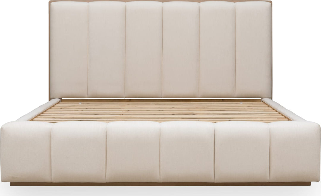 Gardenia Wood Frame Upholstered King-Size Platform Bed in Cotton and Chai – view 7