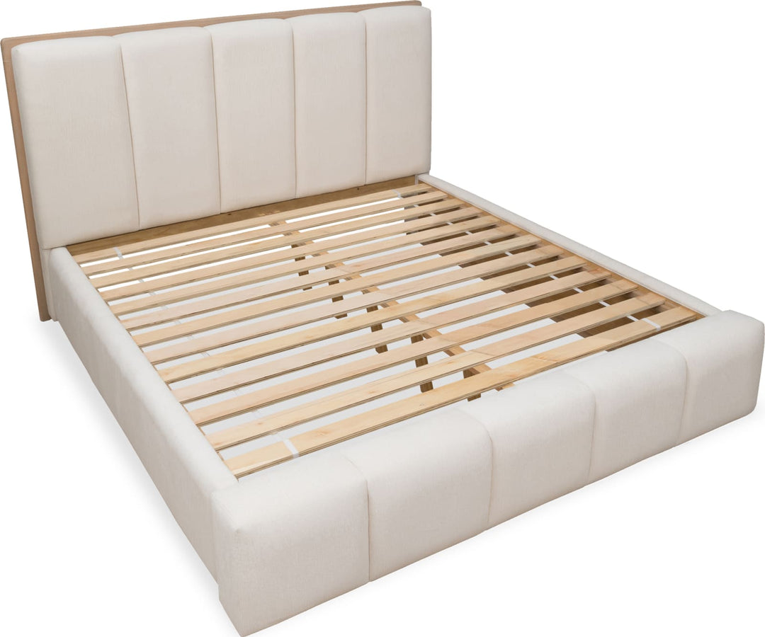 Gardenia Wood Frame Upholstered Queen-Size Platform Bed in Cotton and Chai – view 8