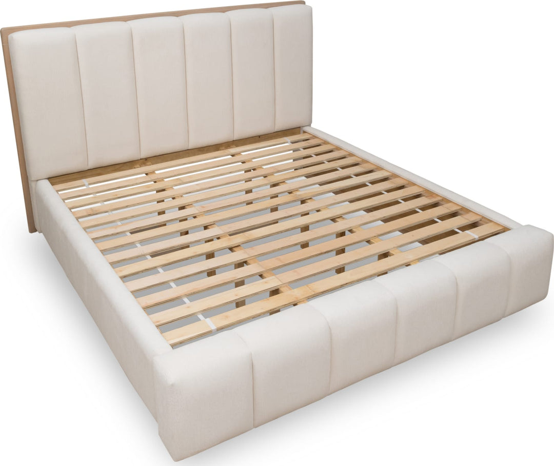 Gardenia Wood Frame Upholstered California King-Size Platform Bed in Cotton and Chai – view 9