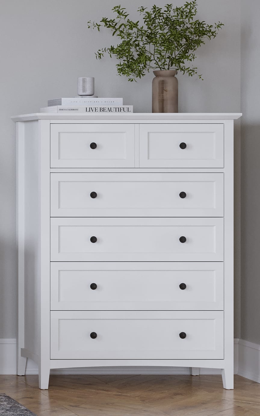Grace Five Drawer Chest in Snowfall White (2024)