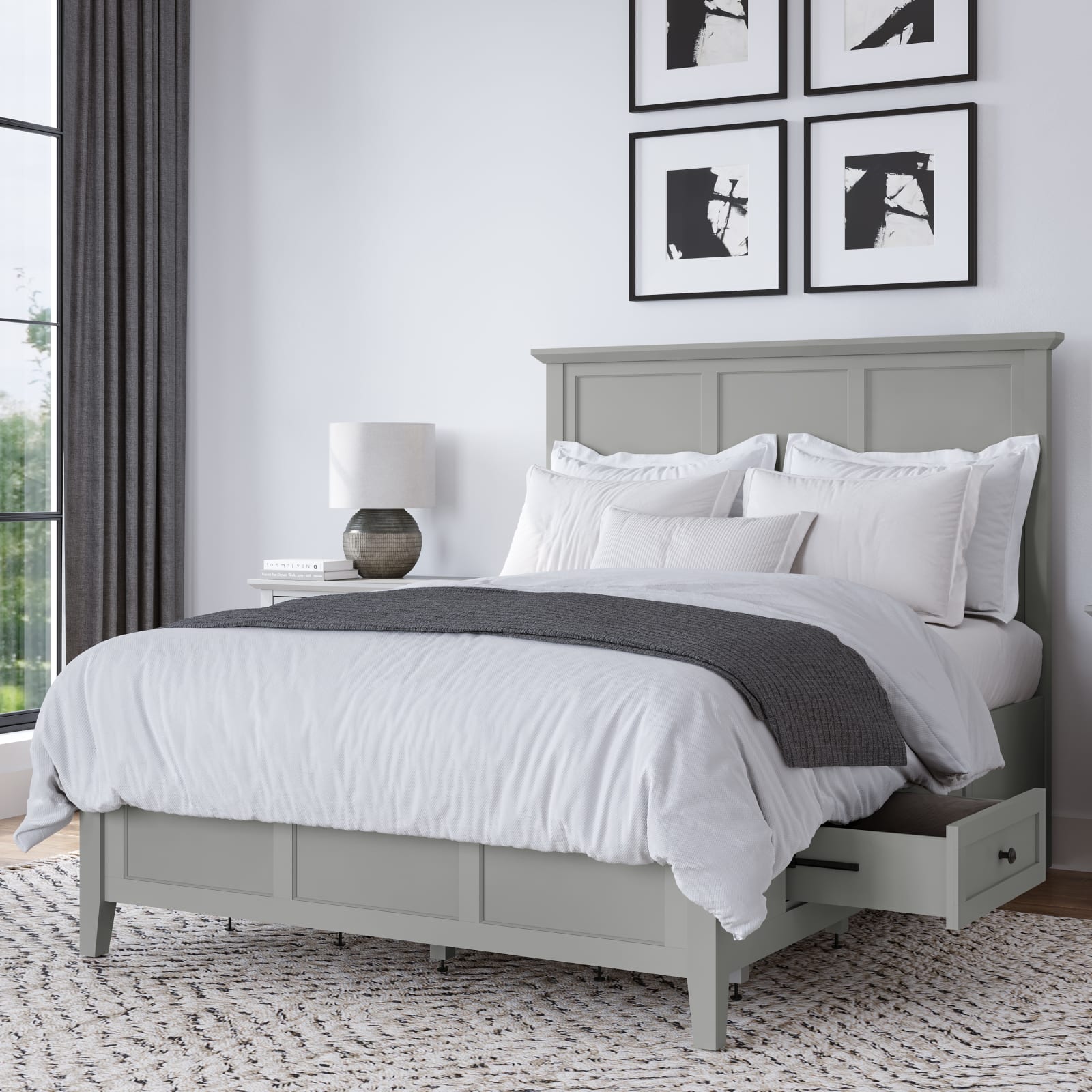 Grace Four Drawer Queen-size Platform Storage Bed in Elephant Grey