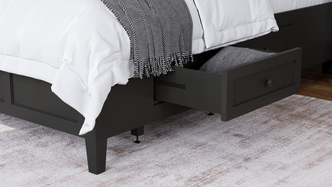 Grace Queen-size Four Drawer Platform Storage Bed in Raven Black – view 2